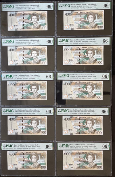 小福收藏团购第50期 东加勒比2015年100元  P-55b PMG66 EPQ 美洲精美评级币