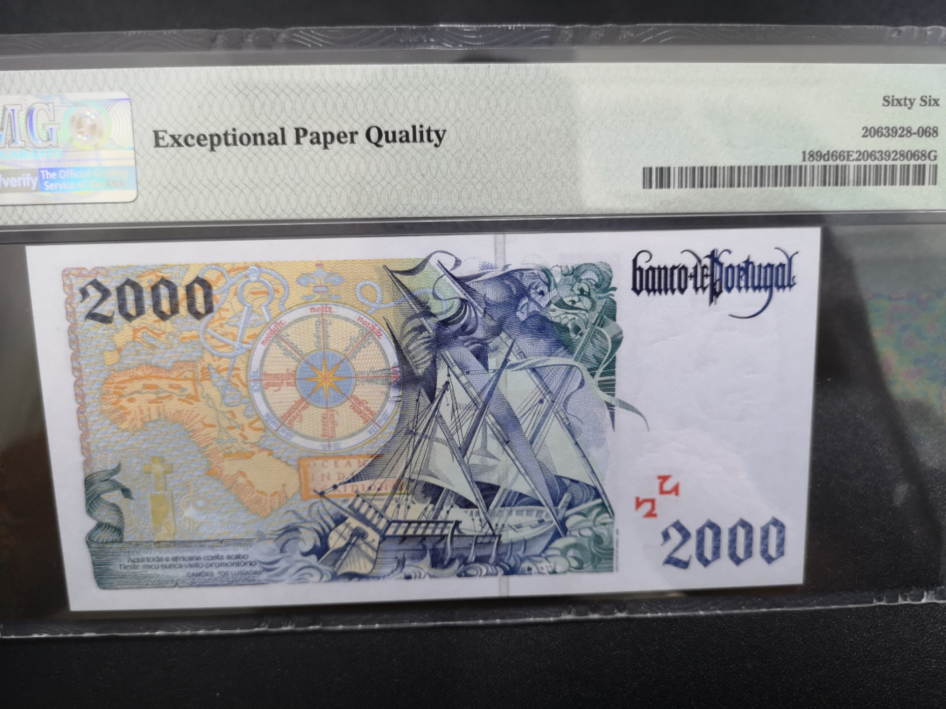 《外钞收藏家》金九银十双拍9号场（总133期）（本期72件） 2000年葡萄牙2000 PMG66