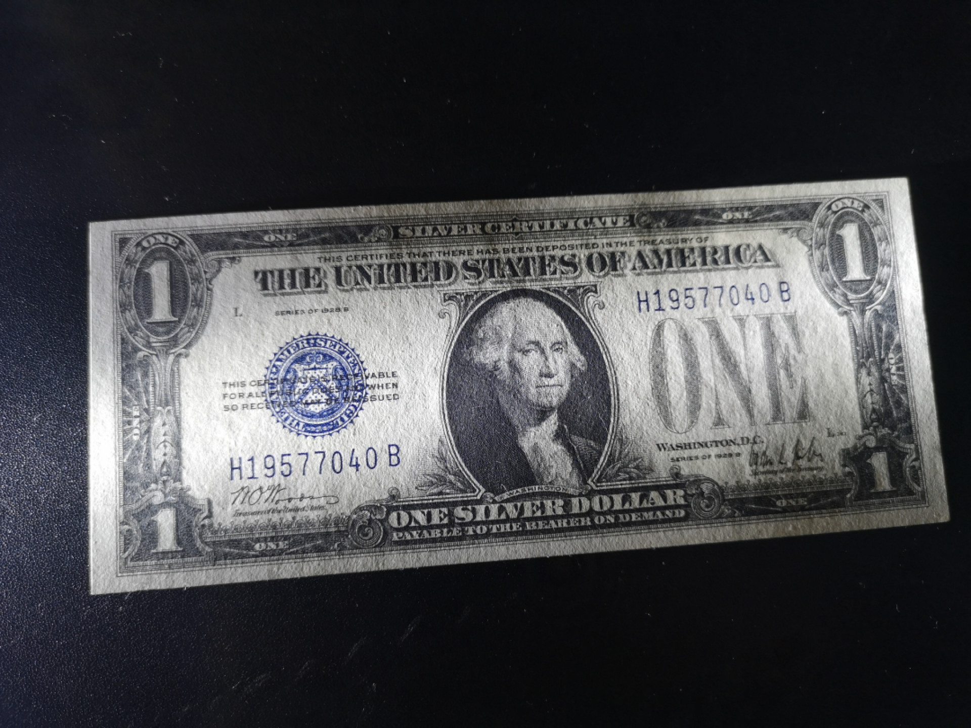 《外钞收藏家》金九银十双拍9号场（总133期）（本期72件） 1928年1美元 蓝库印 全新