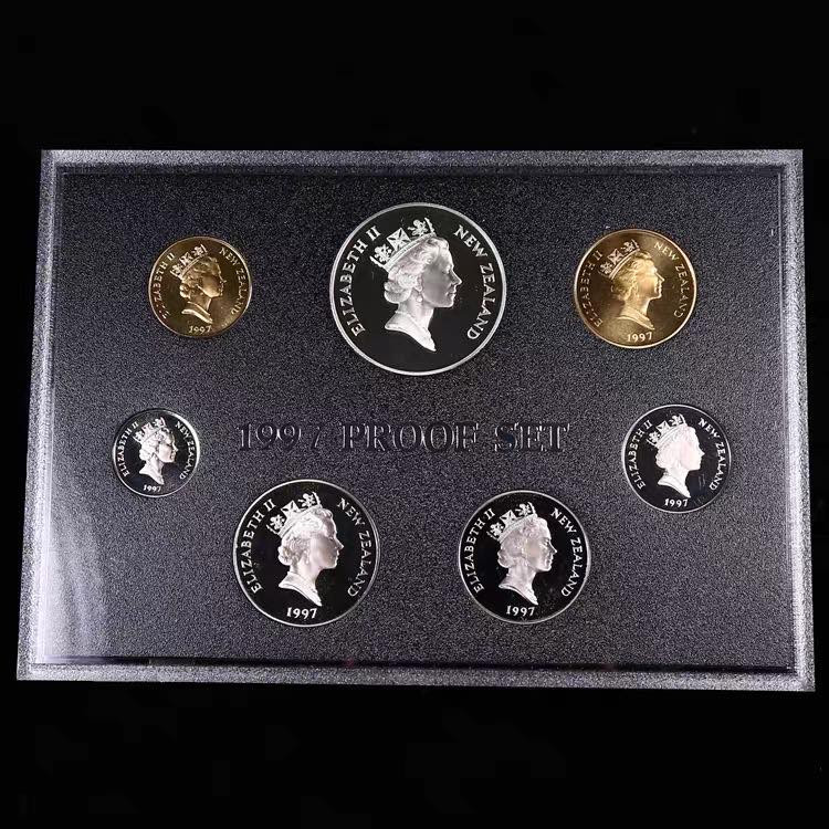 顺兴如意套币专拍场 新西兰1997年精制套币 盒证Proof （5元是28.28克925大银币）