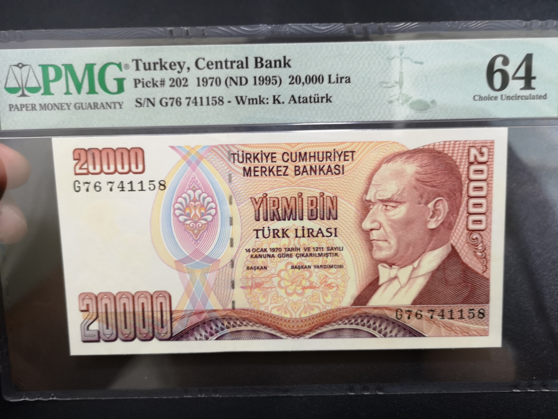 《外钞收藏家》金九银十双拍9号场（总133期）（本期72件） 1970年土耳其2万里拉 PMG64