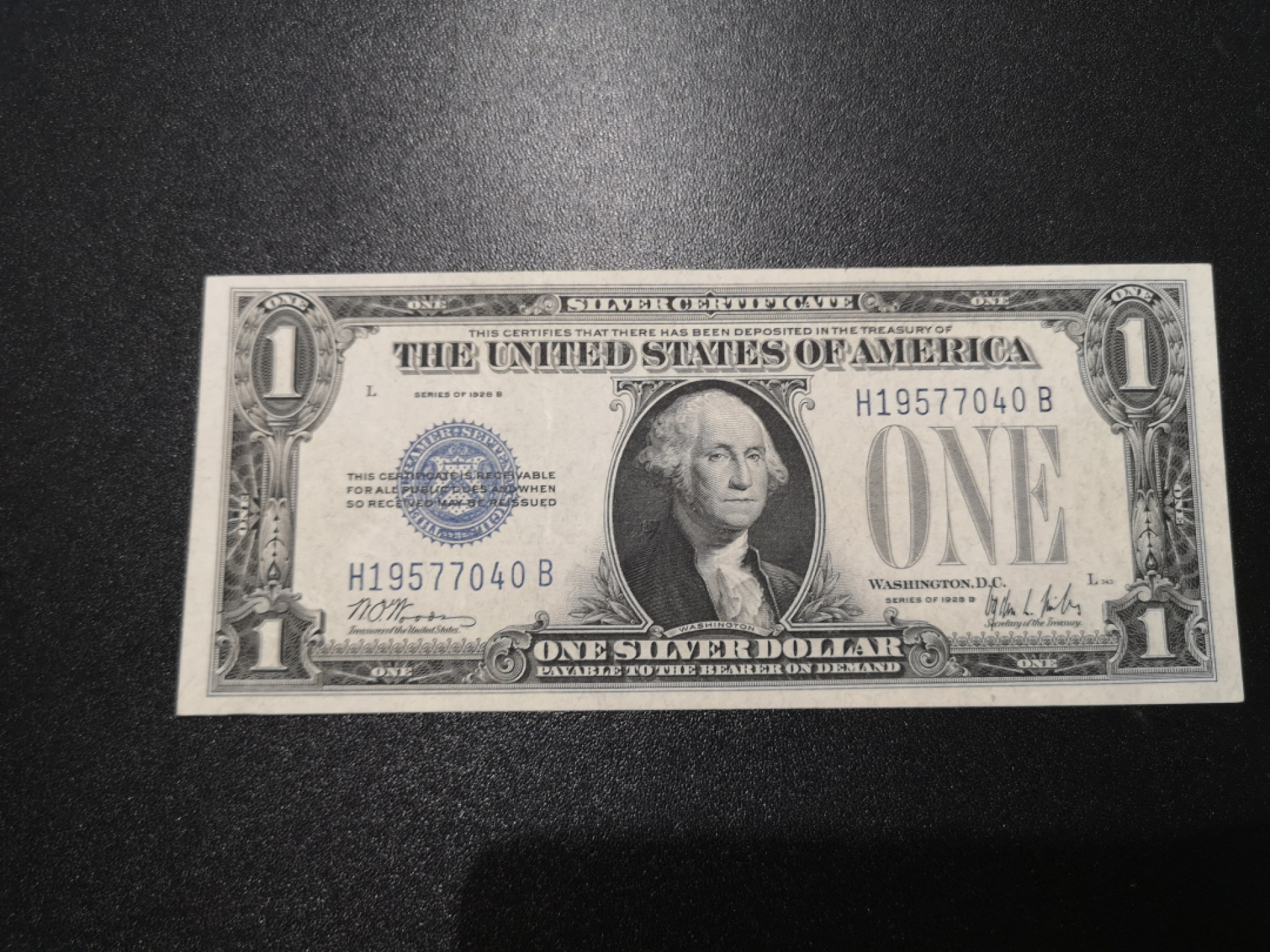 《外钞收藏家》金九银十双拍9号场（总133期）（本期72件） 1928年1美元 蓝库印 全新