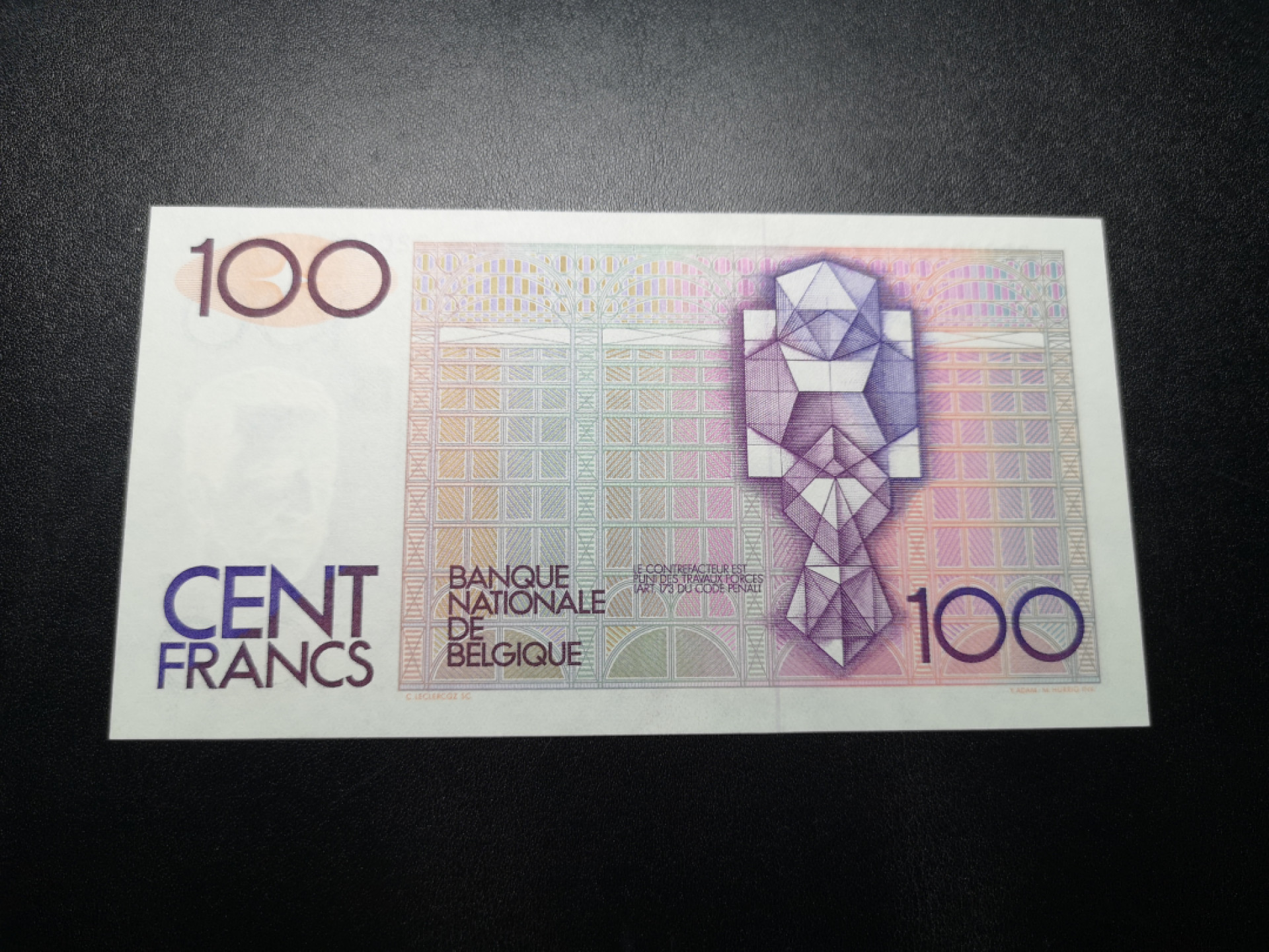 《外钞收藏家》金九银十双拍9号场（总133期）（本期72件） 比利时倒二版100法郎 全新UNC