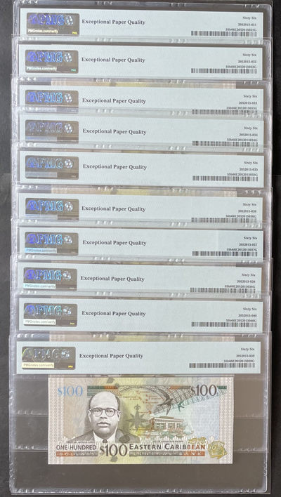 小福收藏团购第50期 东加勒比2015年100元  P-55b PMG66 EPQ 美洲精美评级币