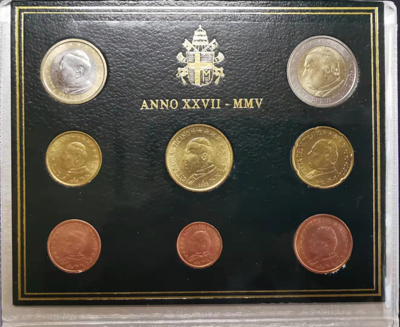 凡希社世界钱币副品交流自动拍⑤ 2005梵蒂冈双色欧元MINTSET八枚套装
