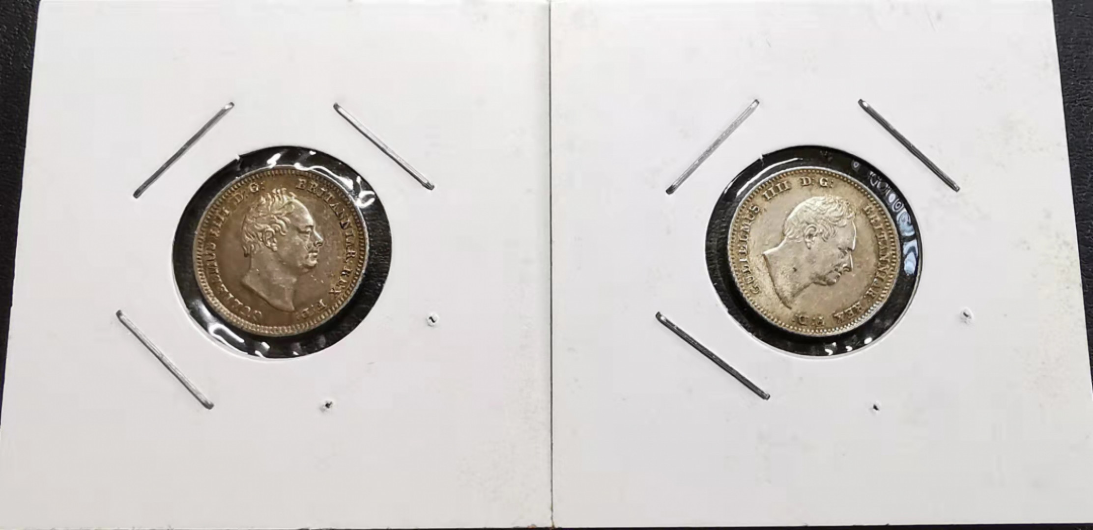 凡希社世界钱币副品交流自动拍⑤ 1836/7威廉四世4便士银币一对UNC收藏级！