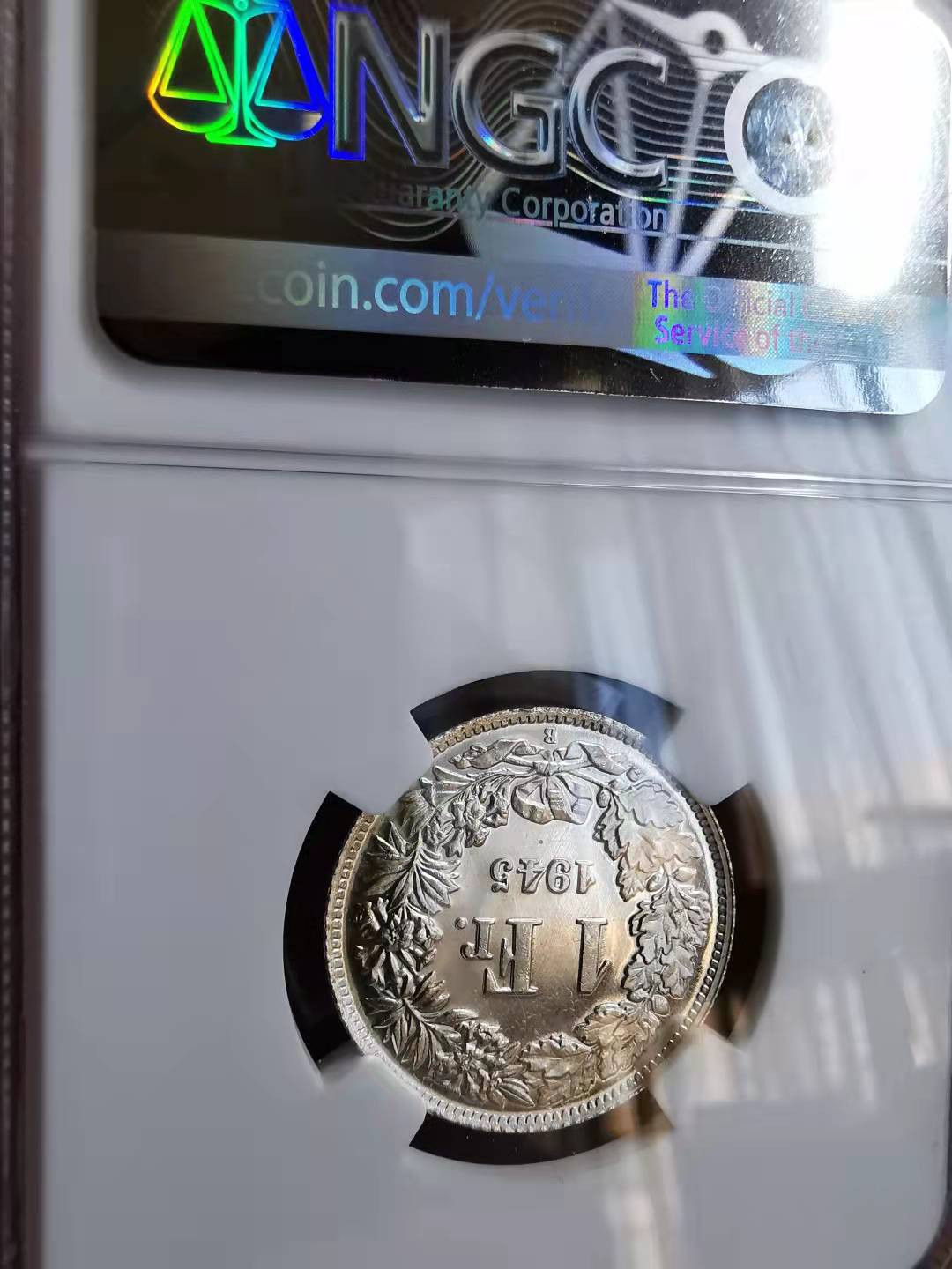 凡希社世界钱币副品交流自动拍⑤ 1945B瑞士法郎银币NGC-SP66镜面感很好！