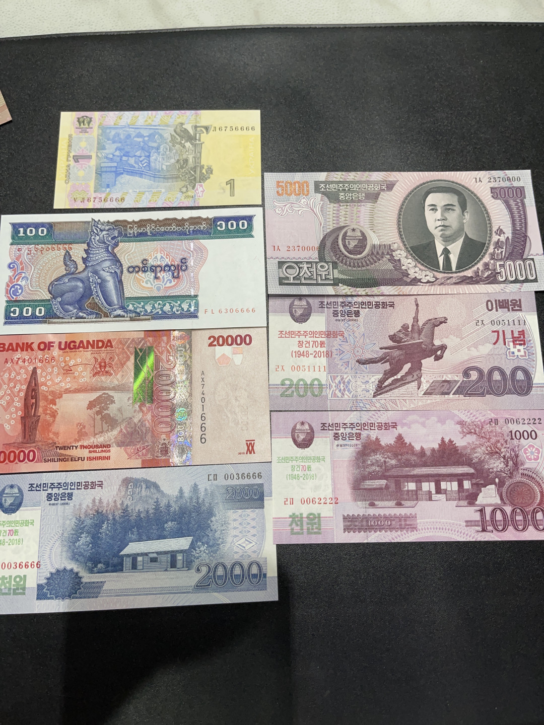 《外钞收藏家》金九银十双拍9号场（总133期）（本期72件） 七个国家豹子号 狮子号组合 全新UNC