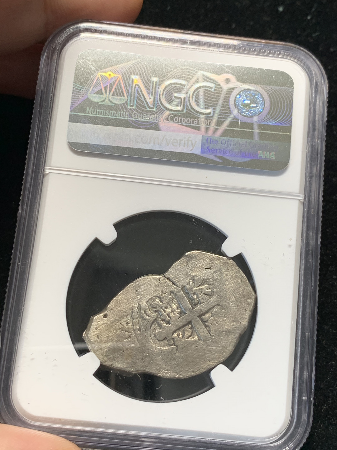 《竞宝斋》钱币微拍-第8场（不限金额顺丰包邮） NGC-VF 墨西哥 1729年 4R 银币 这品质现在NGC只评能看到厂名和年份的 其余一律不进盒