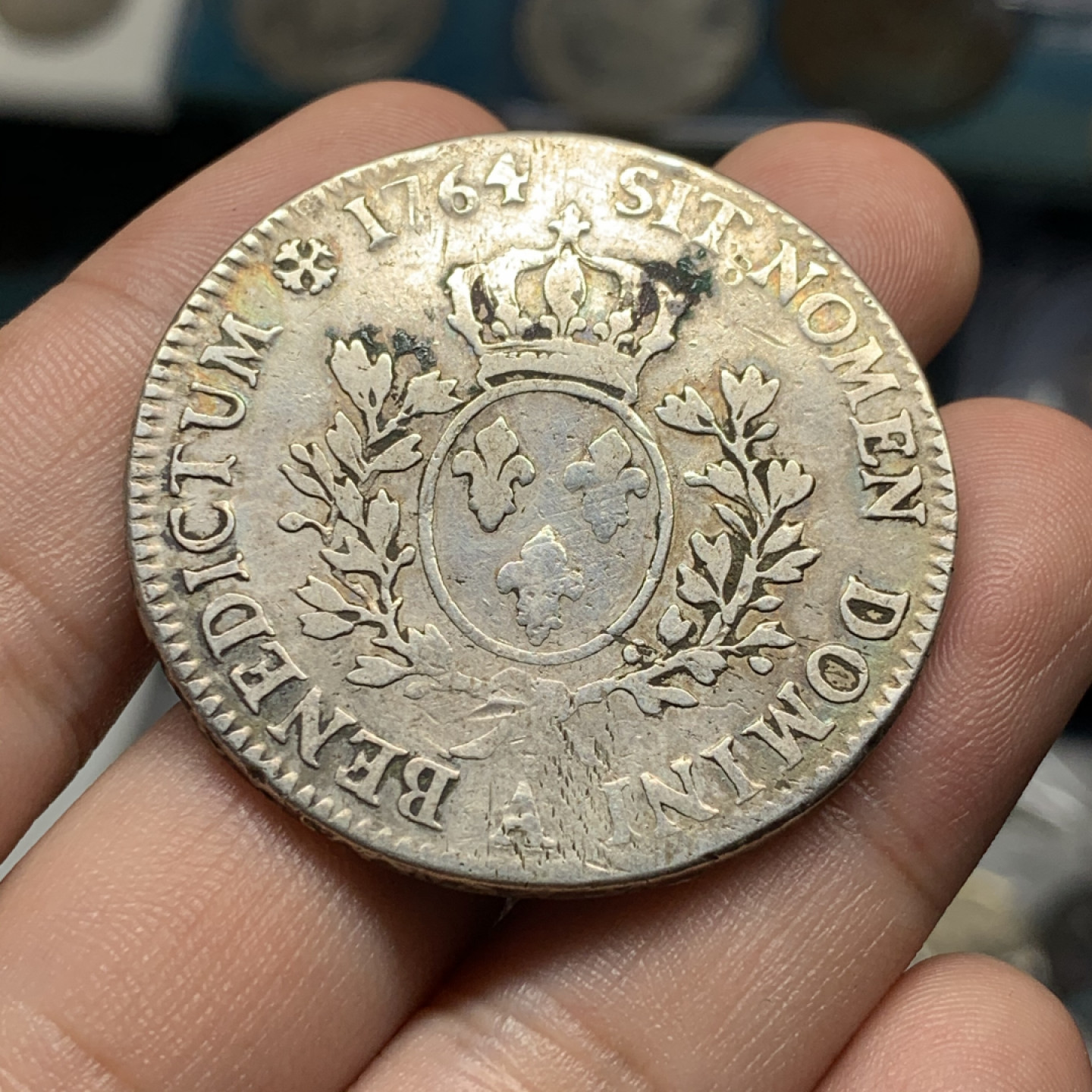 《竞宝斋》钱币微拍-第8场（不限金额顺丰包邮） 法国 1764-A年 路易十五 1埃居 大银币  29.1g，41.9mm