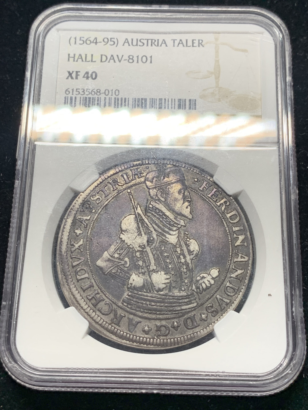 《竞宝斋》钱币微拍-第8场（不限金额顺丰包邮） NGC-XF40 奥地利1564-95年 1泰勒银币 400年老重包浆，有分难遇，满满的岁月痕迹