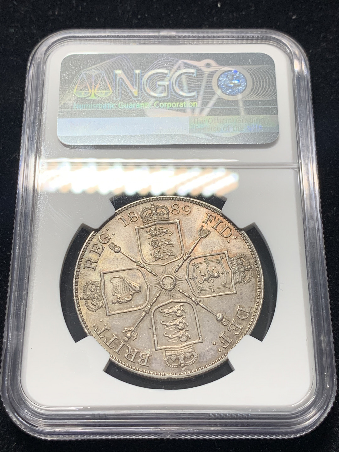 《竞宝斋》钱币微拍-第8场（不限金额顺丰包邮） NGC-MS63 英国 1889年 维多利亚女王 双福林4先令 银币