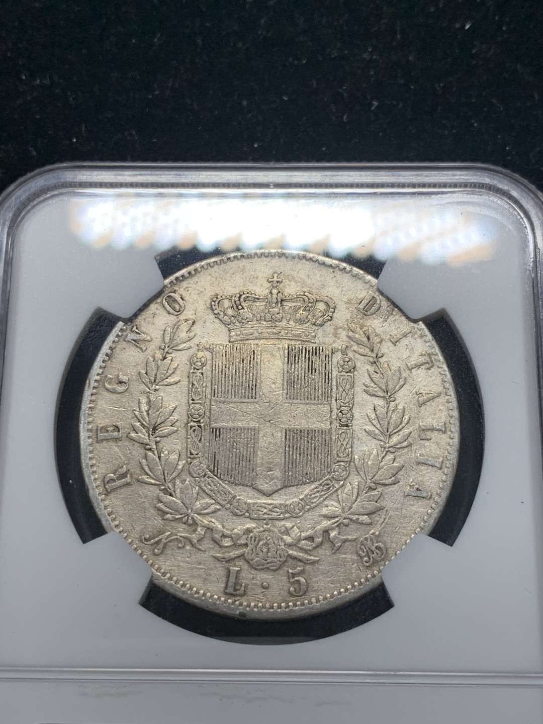 《竞宝斋》钱币微拍-第8场（不限金额顺丰包邮） 1864意大利5里拉银币ngc评级VFD，少见N厂，铸造量12万