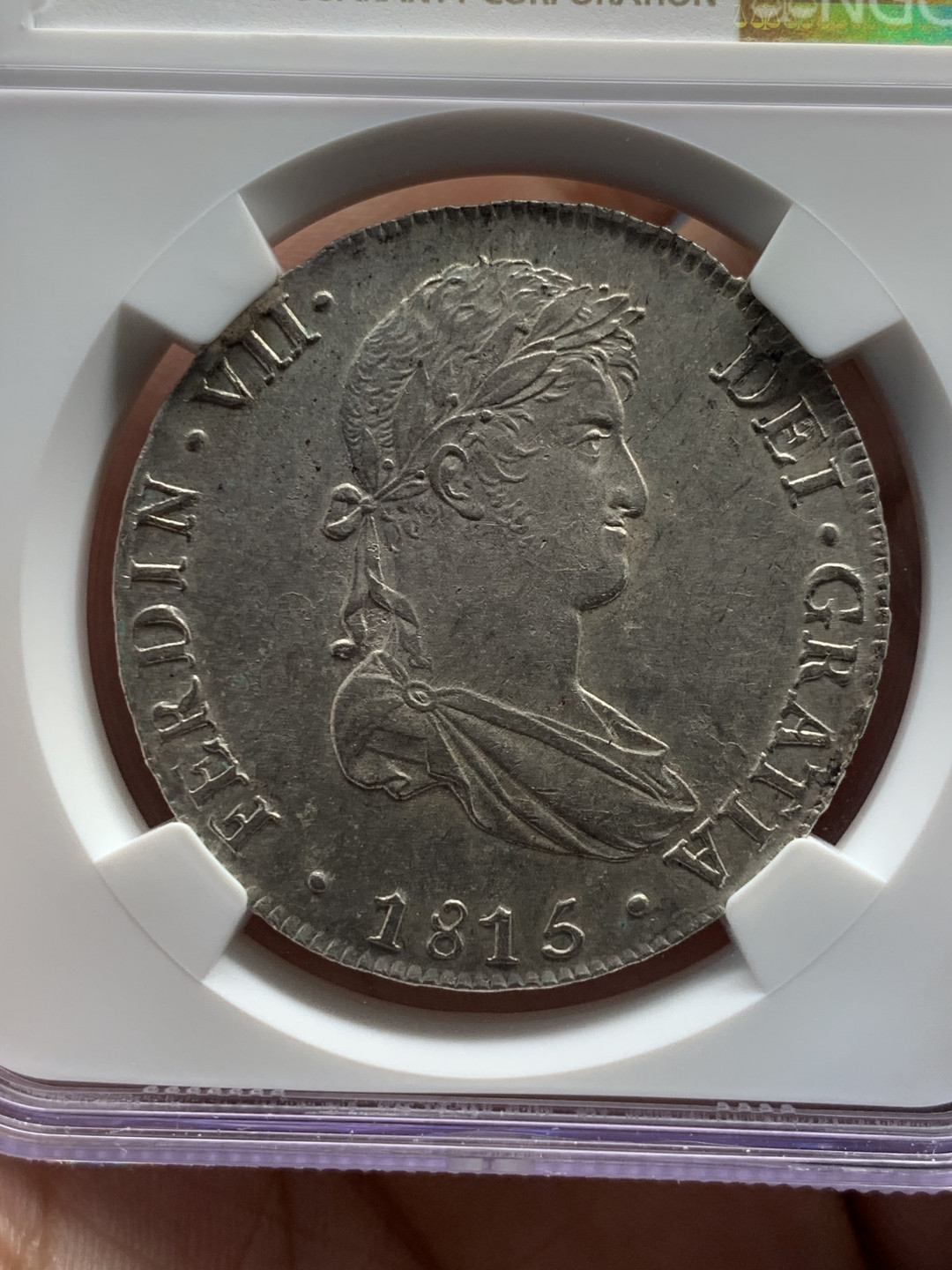 《竞宝斋》钱币微拍-第8场（不限金额顺丰包邮） NGC-MS62 秘鲁 1815年 费七 8R 大银币 转光发丝清晰 顶级状态