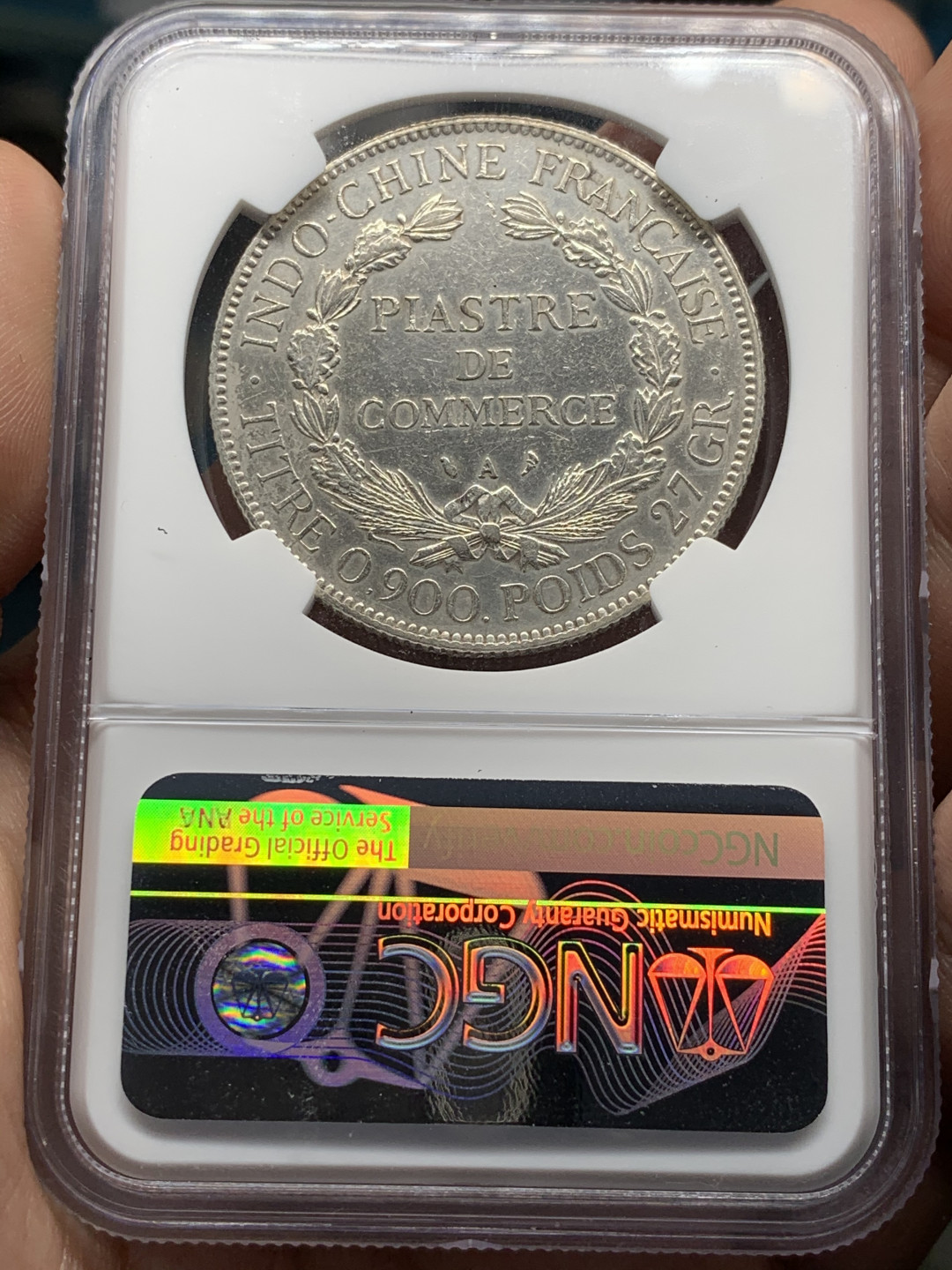 《竞宝斋》钱币微拍-第8场（不限金额顺丰包邮） 1928年法属印支坐洋一元ngc评级aud 难得年份