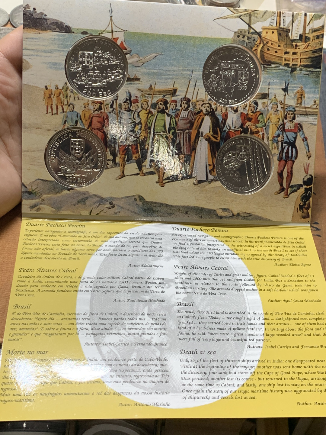 《竞宝斋》钱币微拍-第8场（不限金额顺丰包邮） 葡萄牙大航海 1999年 精制银币 4枚装 卡册完整 （每枚重26.5克 925银）共4枚
