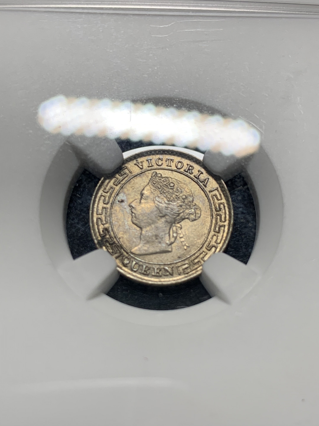 《竞宝斋》钱币微拍-第8场（不限金额顺丰包邮） NGC Unc Details OBV Scratches 锡兰 1897年维多利亚10分 NGC编号：5756696-004