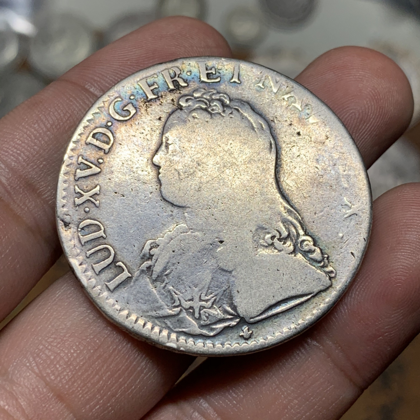 《竞宝斋》钱币微拍-第8场（不限金额顺丰包邮） 法国 1728-K年 路易十五 1埃居 大银币 28.3g，41mm