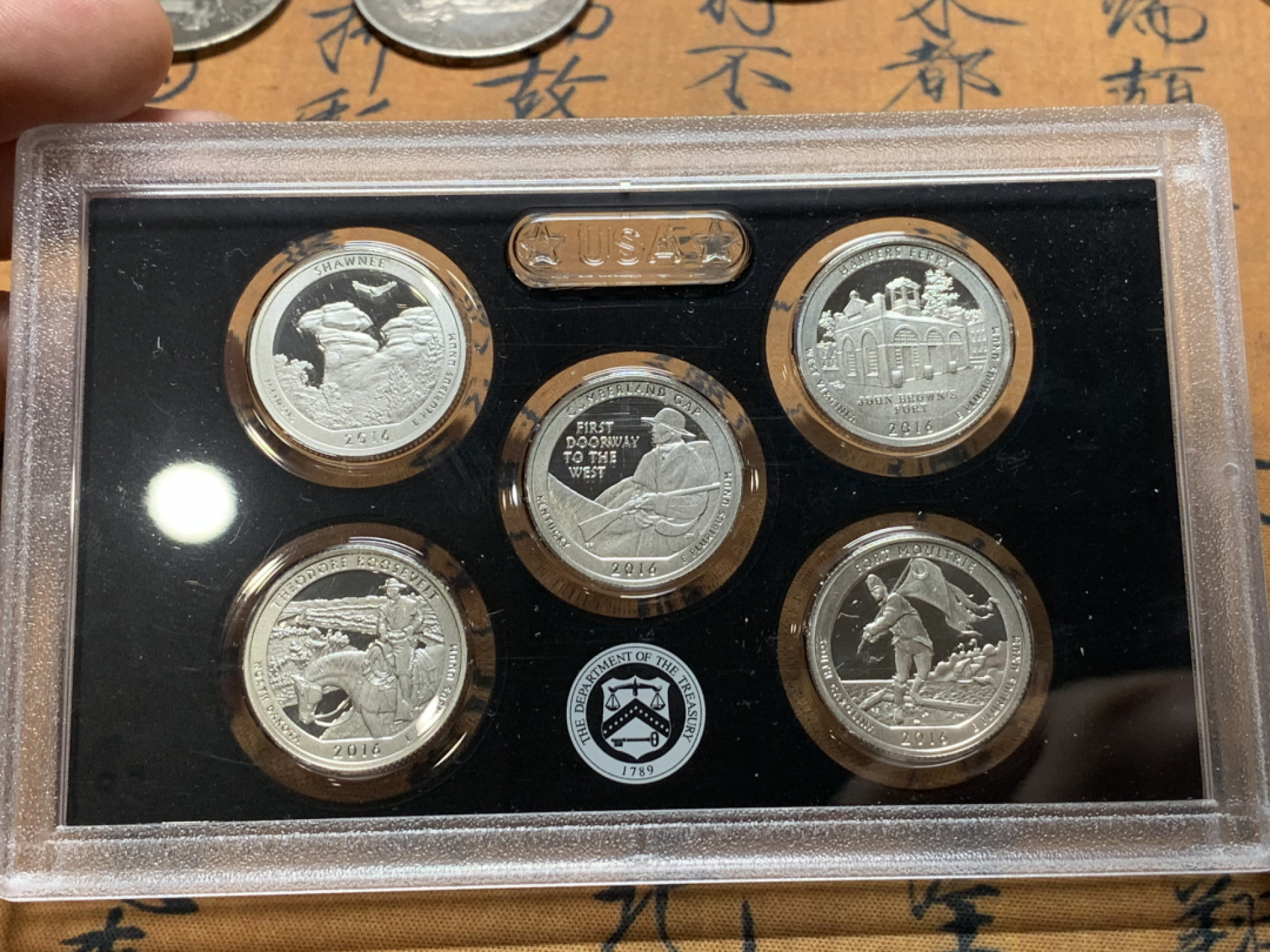 《竞宝斋》钱币微拍-第8场（不限金额顺丰包邮） 美国 2016年 国家公园精制 5枚装银套币 完美细节 小中见大