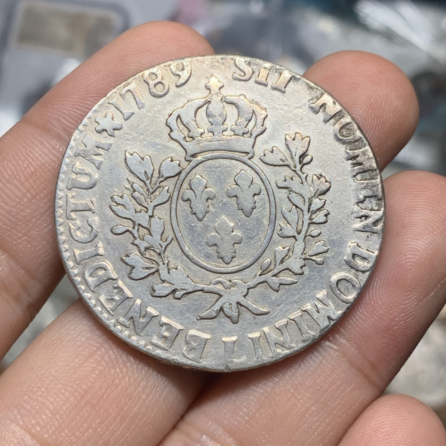 《竞宝斋》钱币微拍-第8场（不限金额顺丰包邮） 法国 1789-L年 路易十六 1埃居 大银币 28.7g，40.6mm