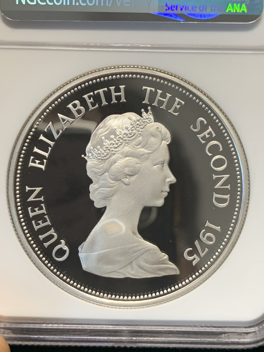 《竞宝斋》钱币微拍-第8场（不限金额顺丰包邮） NGC-PF70(满分品质) 精制 1975年 毛里求斯50卢比  克郎型大银币 42mm 已经过去了46年，尽然可以满分！可永久珍藏