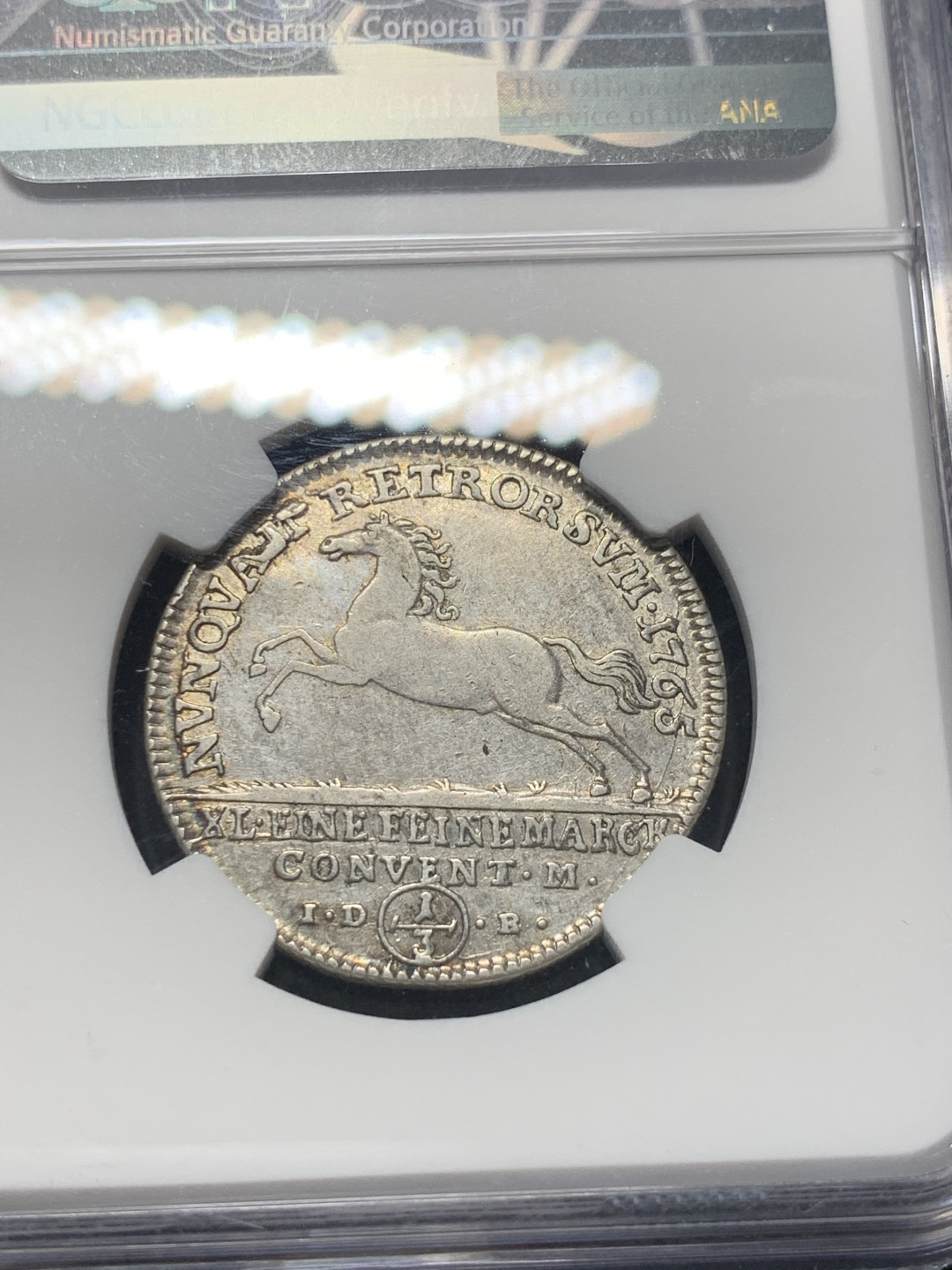 《竞宝斋》钱币微拍-第8场（不限金额顺丰包邮） NGC-XF40 德国布伦瑞克 1765年 1/3泰勒 马到成功银币