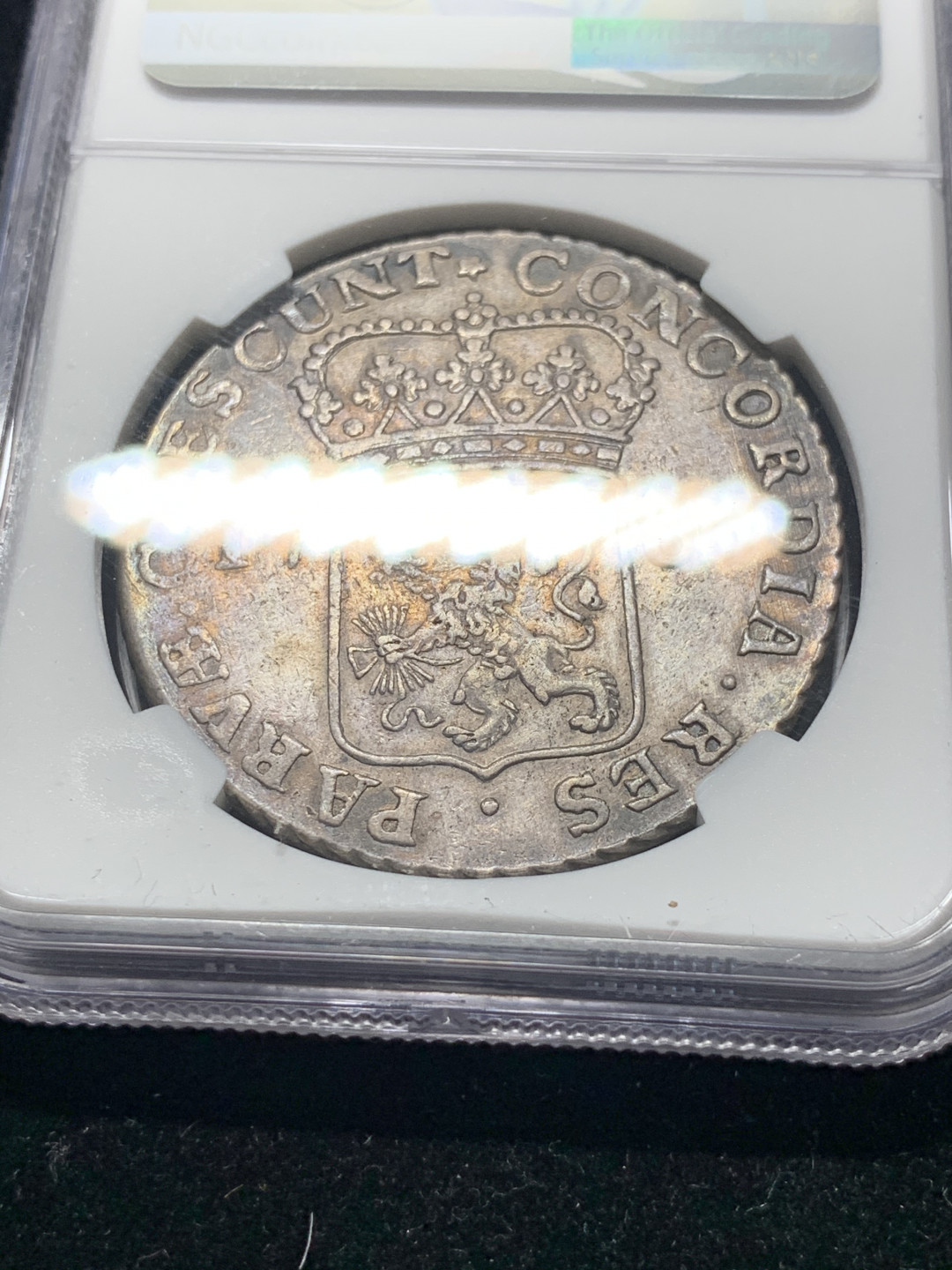 《竞宝斋》钱币微拍-第8场（不限金额顺丰包邮） NGC-XF 荷兰 1767年 武士 1杜克特 大银币 灰色包浆 武士脸都清晰可见 可砸盒博分