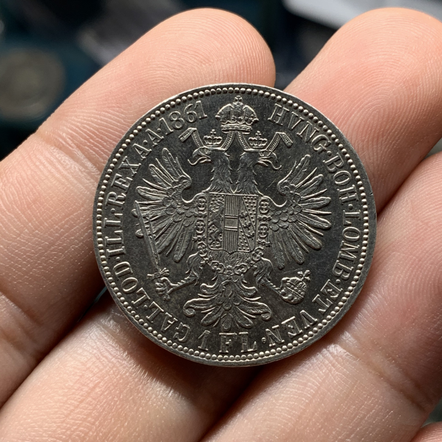 《竞宝斋》钱币微拍-第8场（不限金额顺丰包邮） 匈牙利 1861年 1福林 好品银币 12.3g，29.2mm