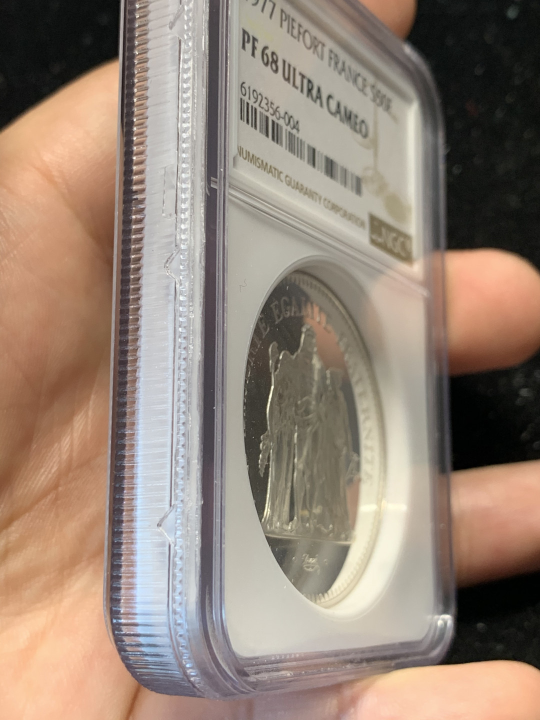 《竞宝斋》钱币微拍-第8场（不限金额顺丰包邮） NGC-PF68 法国1977年 PIEFORT加厚 50法郎 精铸版 大银币 稀少