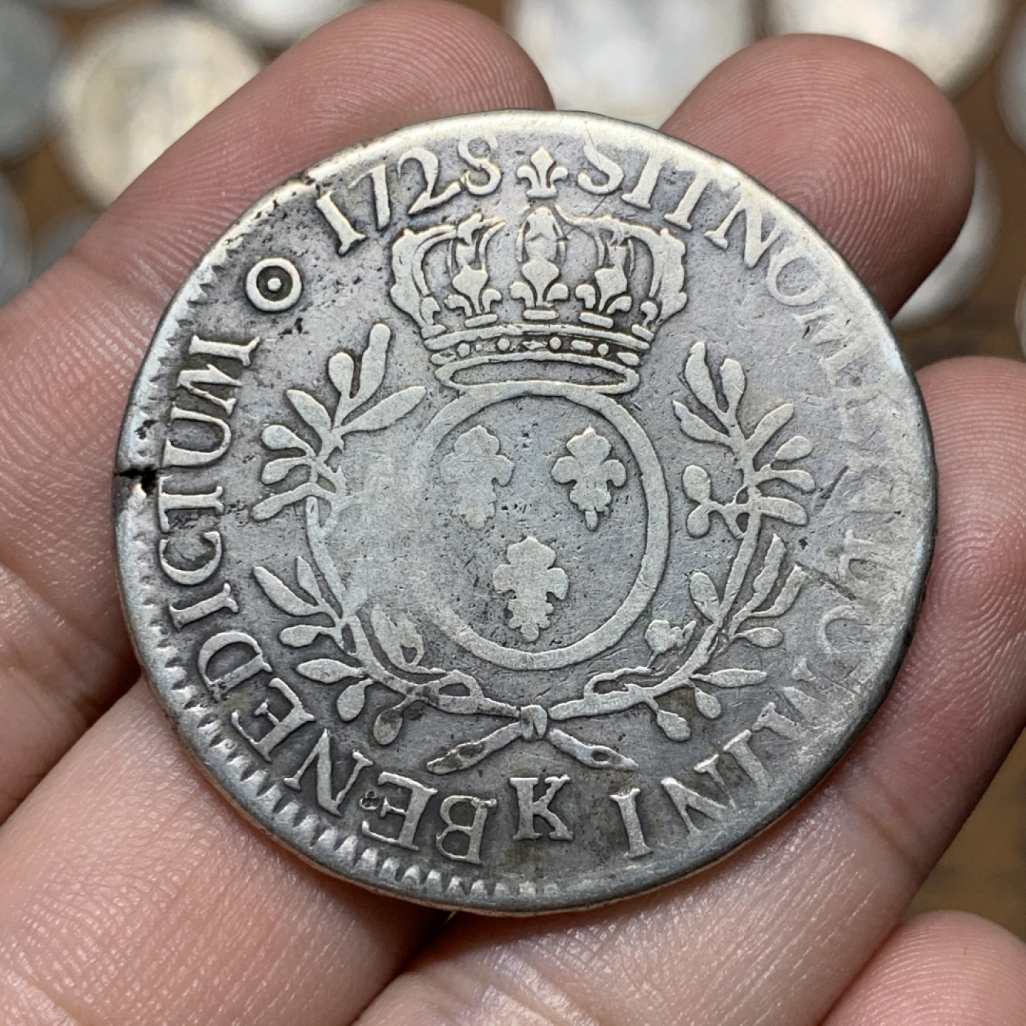 《竞宝斋》钱币微拍-第8场（不限金额顺丰包邮） 法国 1728-K年 路易十五 1埃居 大银币 28.3g，41mm