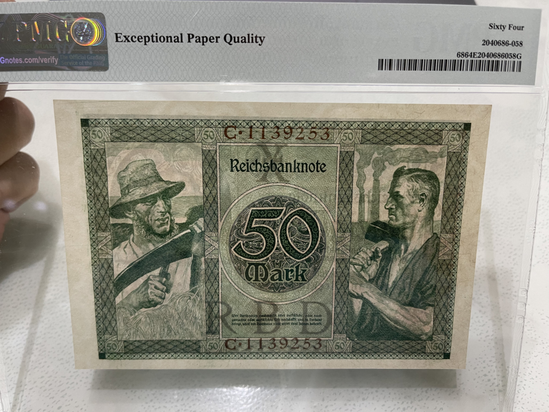 《外钞收藏家》金九银十双拍9号场（总133期）（本期72件） 1920年德国50马克 PMG64E