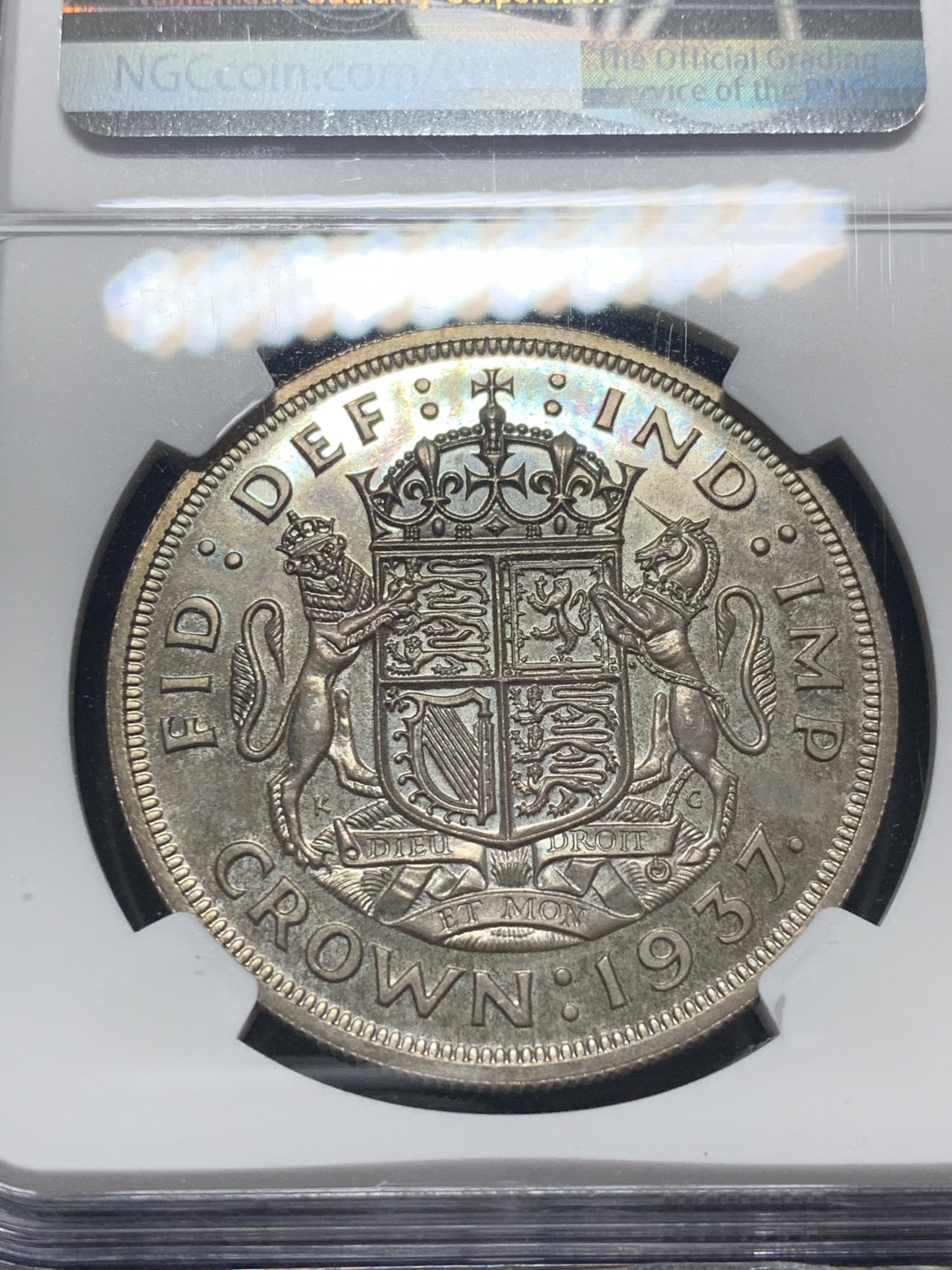 《竞宝斋》钱币微拍-第8场（不限金额顺丰包邮） NGC-PF64 英国1937年乔治六世精制登基克朗 精制品质，细节具在，要光有光要底有底，难得！NGC编号：4583612-013 带彩 