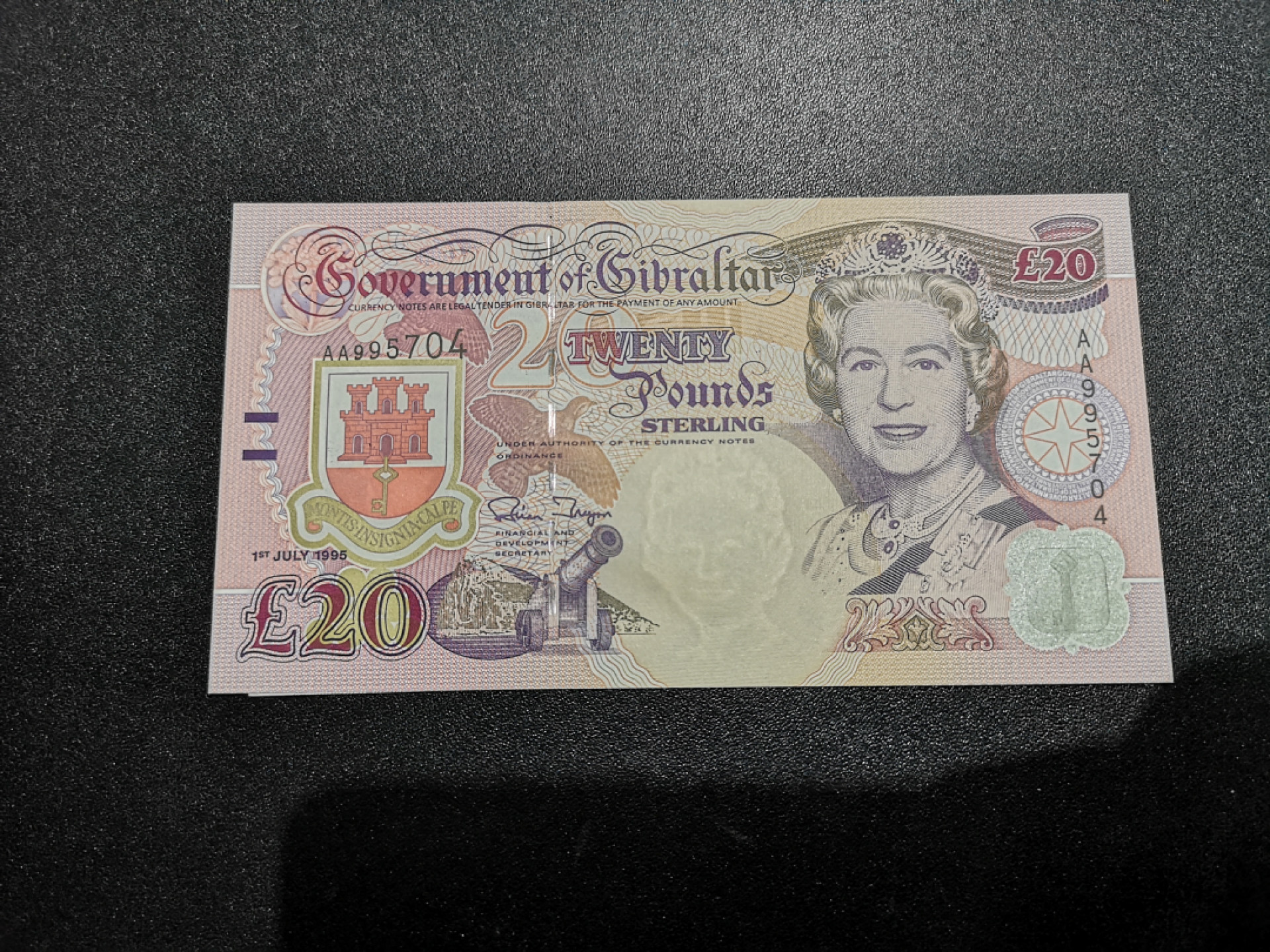 《外钞收藏家》金九银十双拍10号场（总134期）（本期90件） 1995年直布罗陀20镑 AA冠 全新UNC