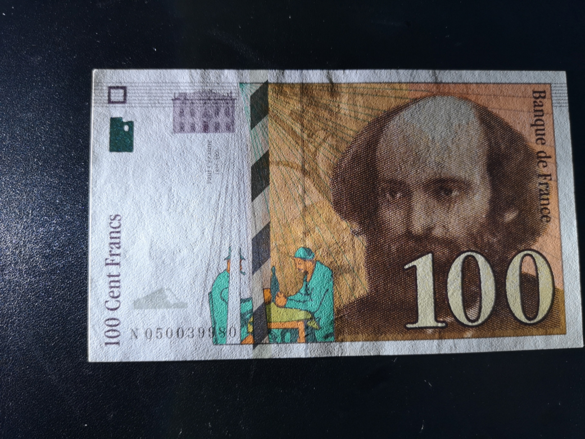 《外钞收藏家》金九银十双拍10号场（总134期）（本期90件） 法国末版100法郎 近全新 荧光有潮癍