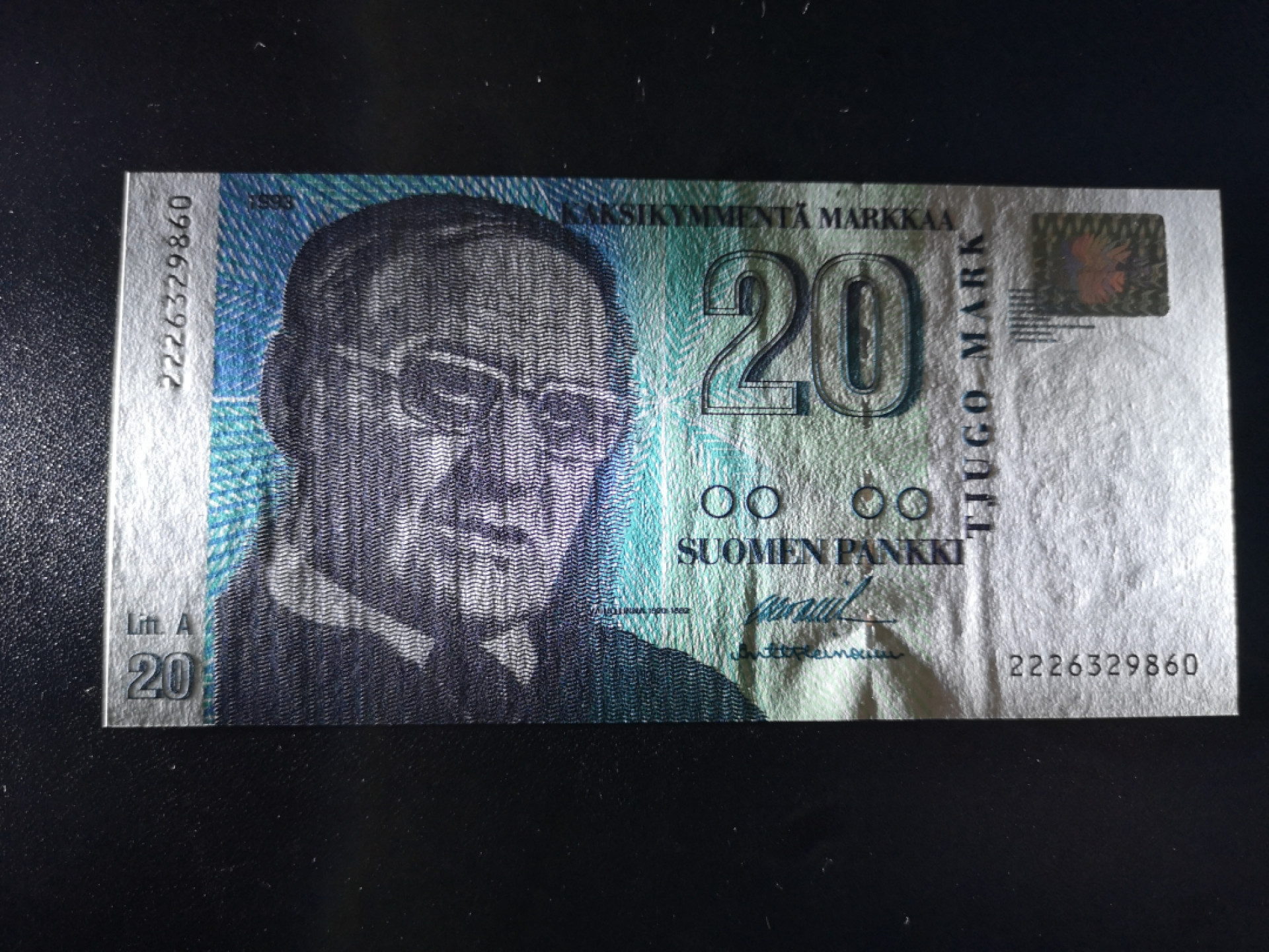 《外钞收藏家》金九银十双拍10号场（总134期）（本期90件） 1993芬兰20马克 全新UNC