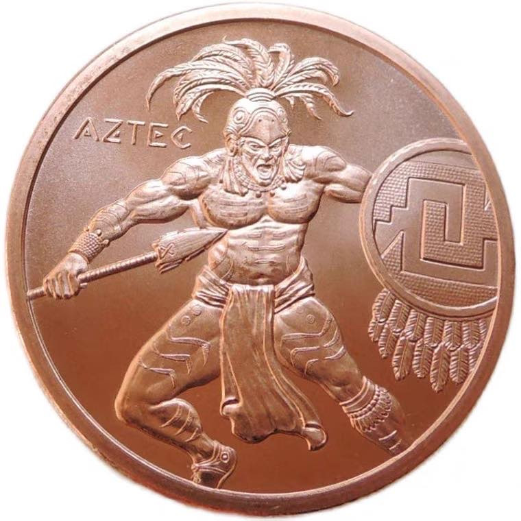 收藏级精品铜章专拍场 美国1盎司铜章 战士阿兹特克 39mm 