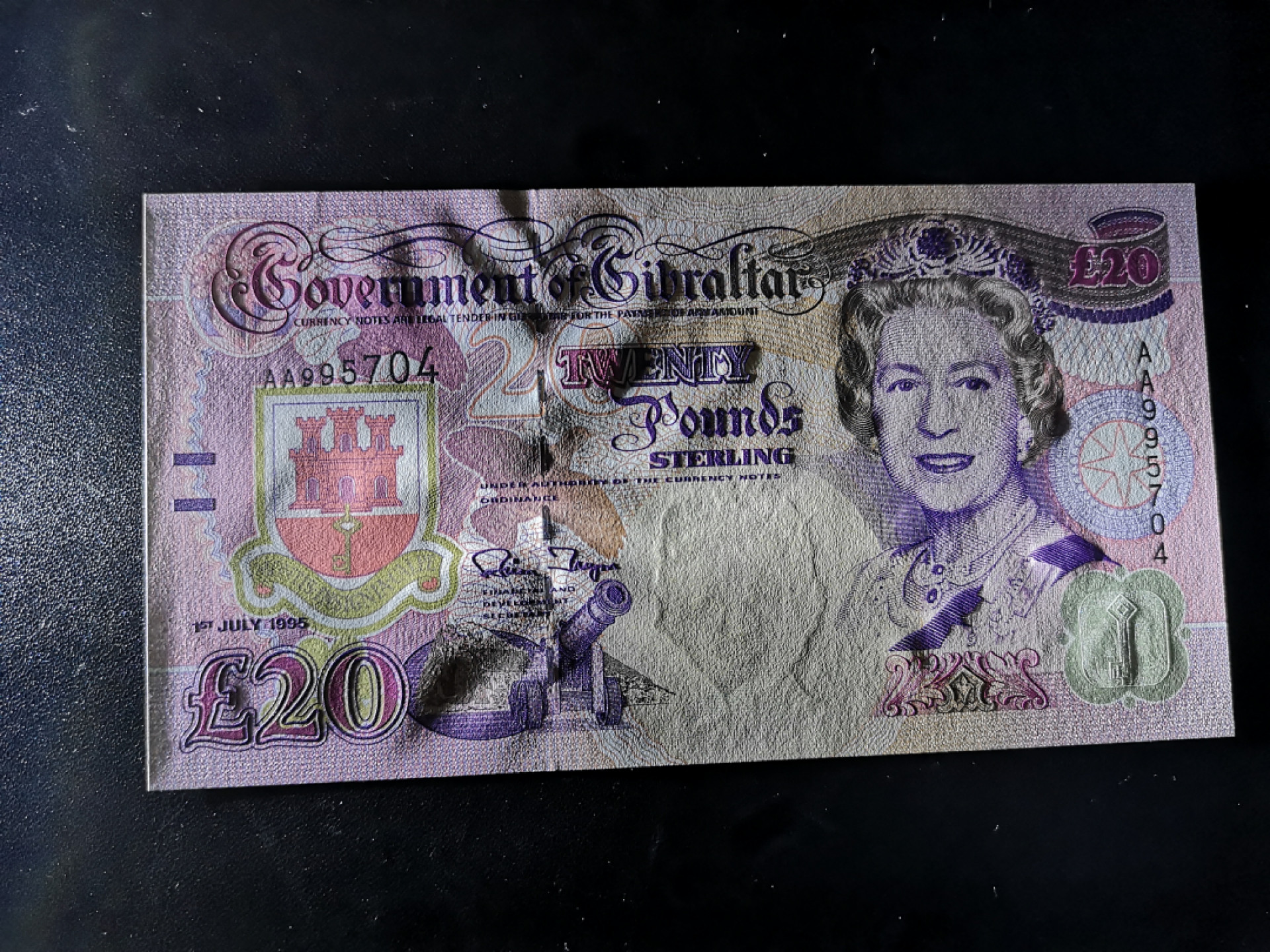 《外钞收藏家》金九银十双拍10号场（总134期）（本期90件） 1995年直布罗陀20镑 AA冠 全新UNC