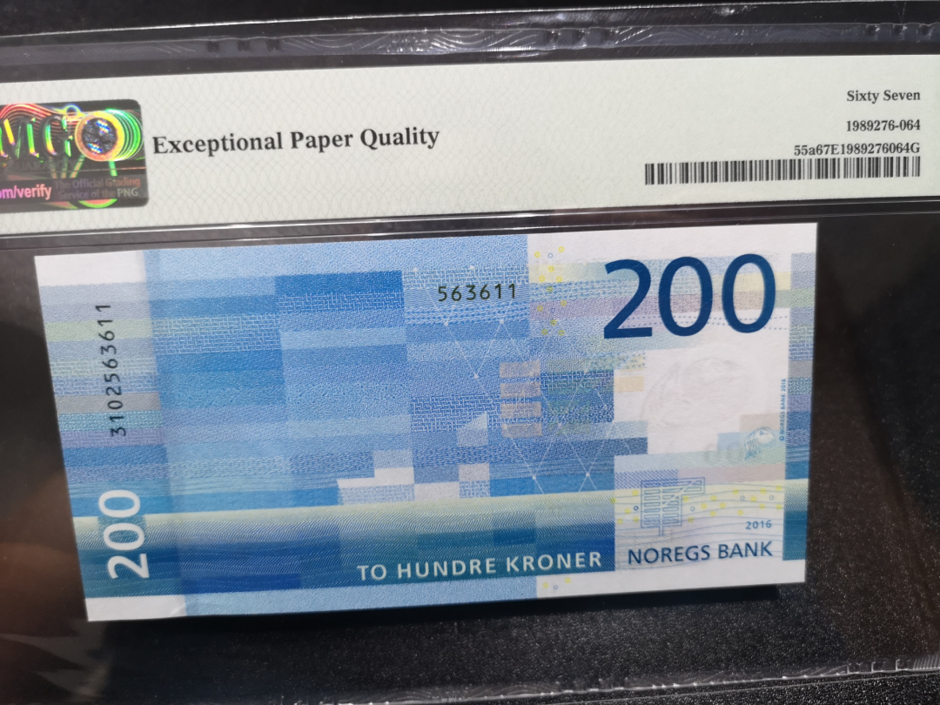 《外钞收藏家》金九银十双拍10号场（总134期）（本期90件） 2016年挪威200克朗  无47 PMG67