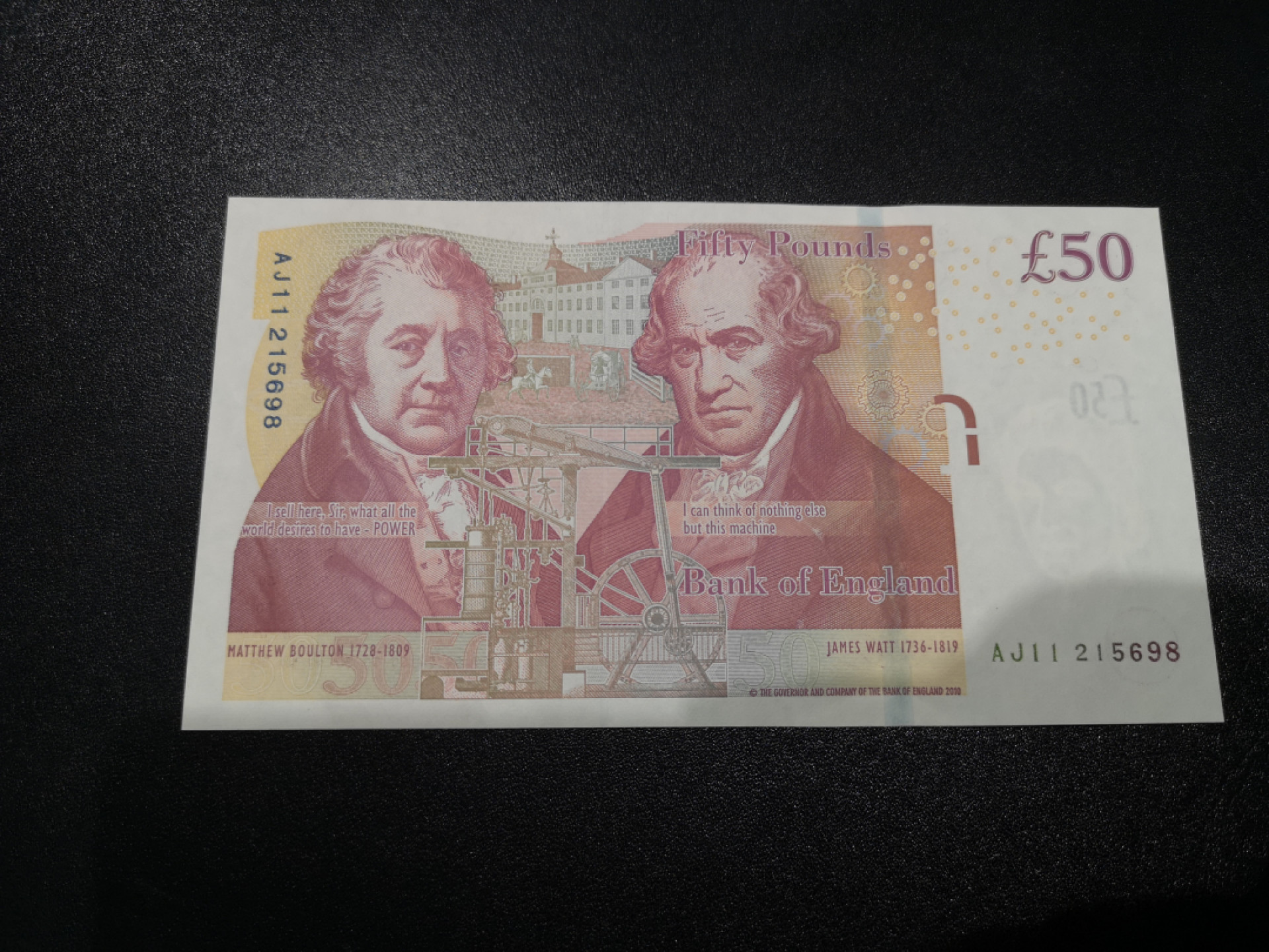 《外钞收藏家》金九银十双拍10号场（总134期）（本期90件） 英国F序列50镑 全程无47 尾8 全新UNC