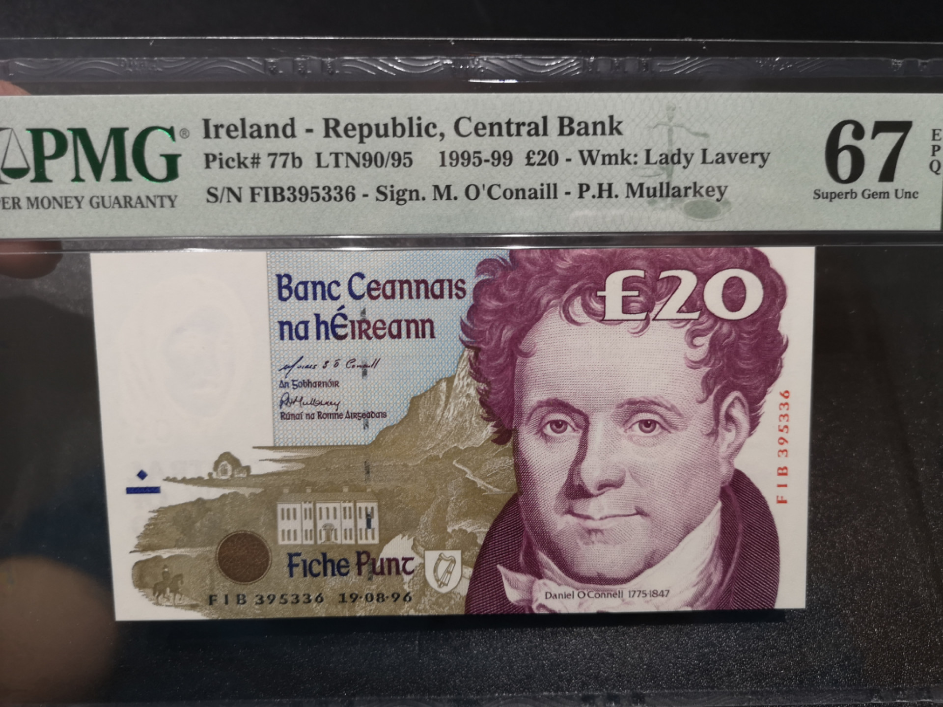 《外钞收藏家》金九银十双拍10号场（总134期）（本期90件） 1996年爱尔兰末版 20镑  无47 PMG67