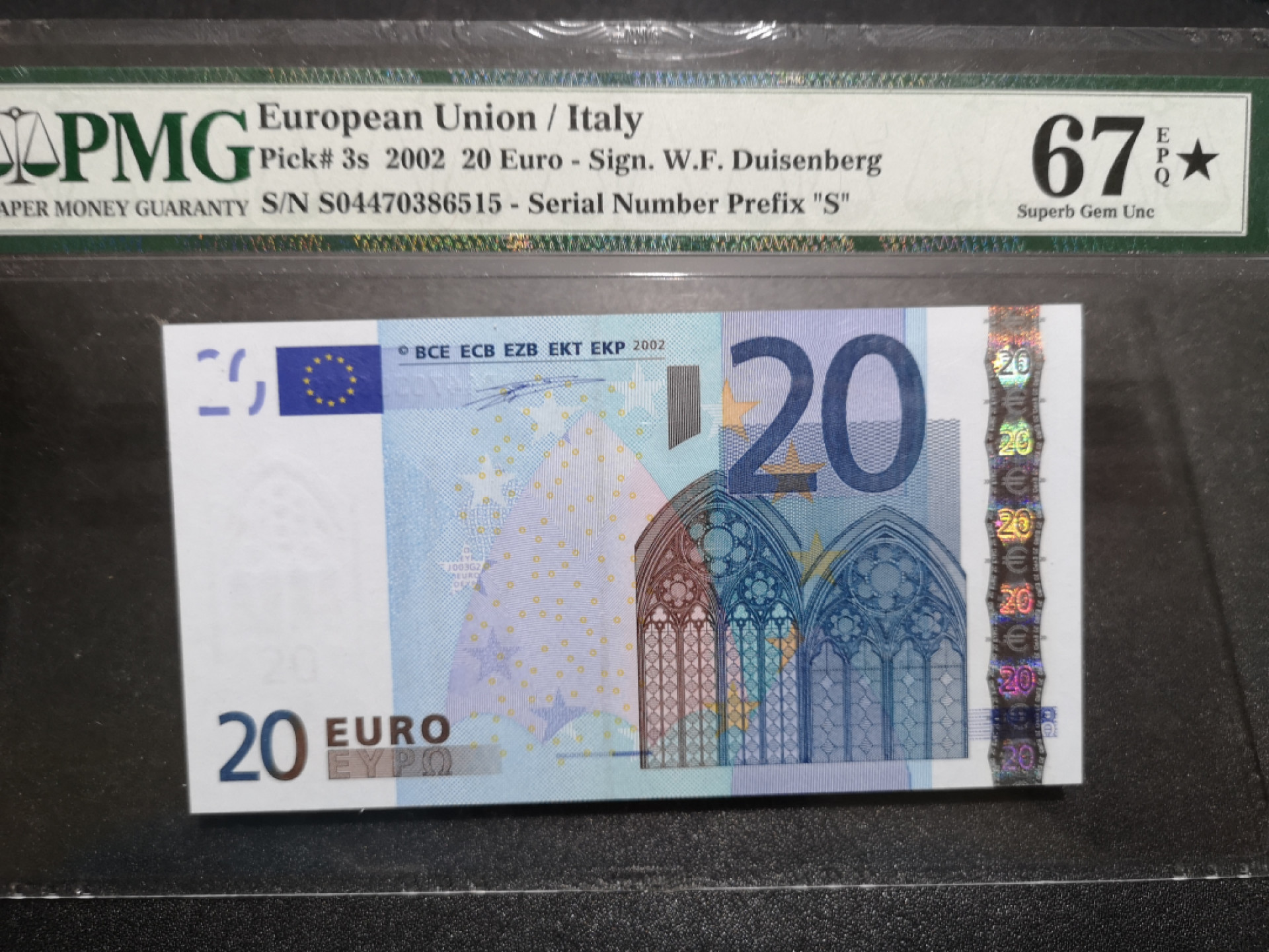 《外钞收藏家》金九银十双拍10号场（总134期）（本期90件） 2002年一签20欧元 稀少 PMG67🌟 意大利