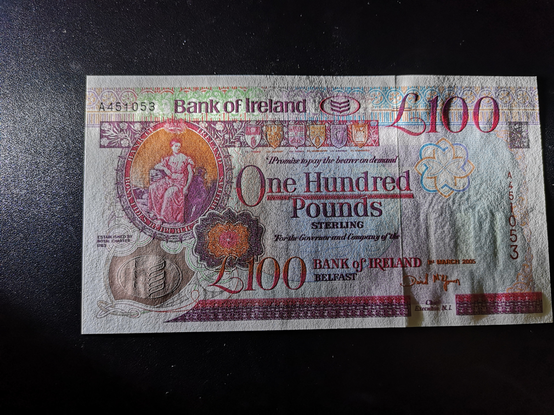 《外钞收藏家》金九银十双拍10号场（总134期）（本期90件） 2005年爱尔兰100镑 A冠 全新UNC 53尾