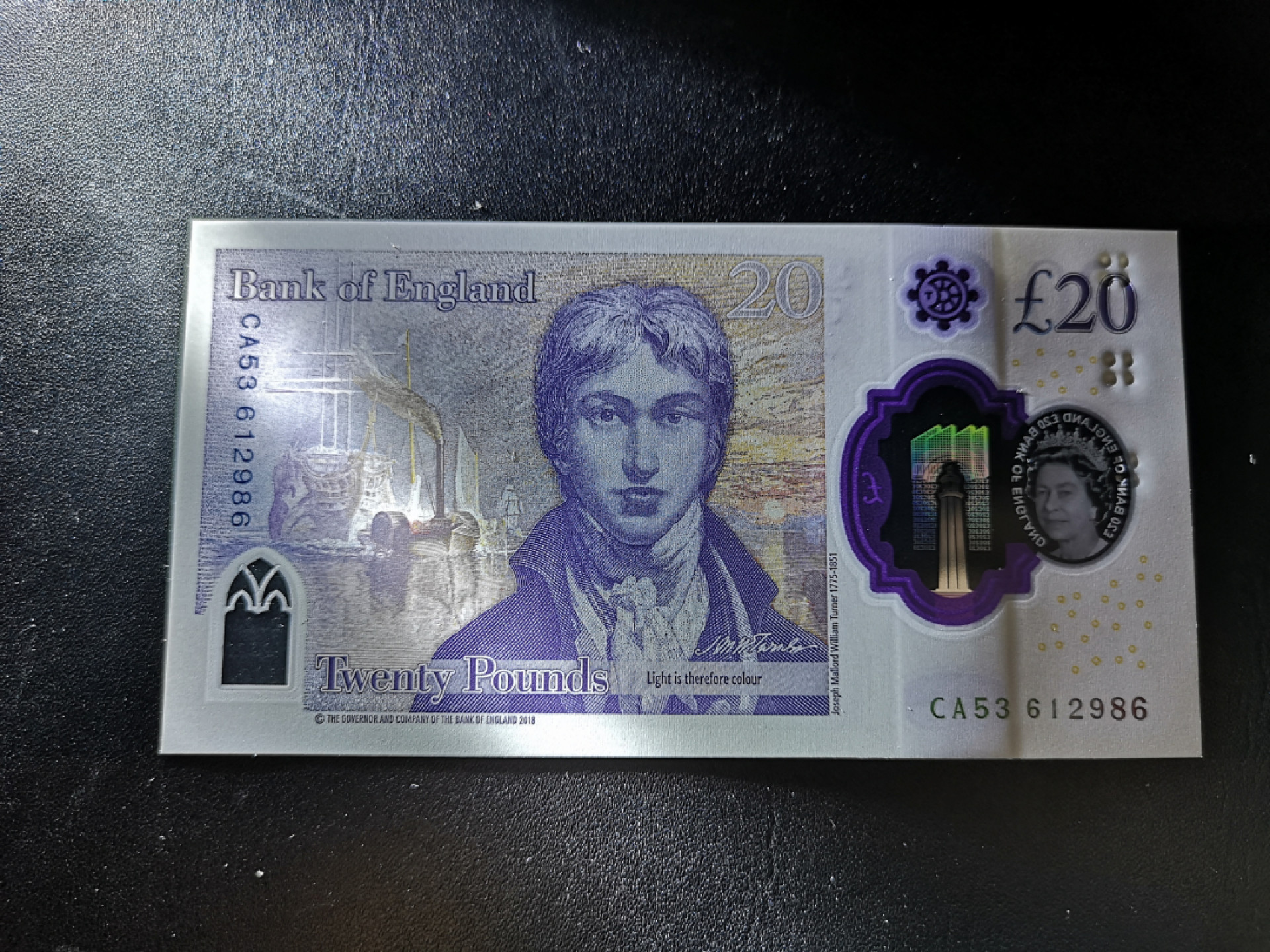 《外钞收藏家》金九银十双拍10号场（总134期）（本期90件） 英国最新版20英镑塑料钞 全程无47 品相绝 全新UNC