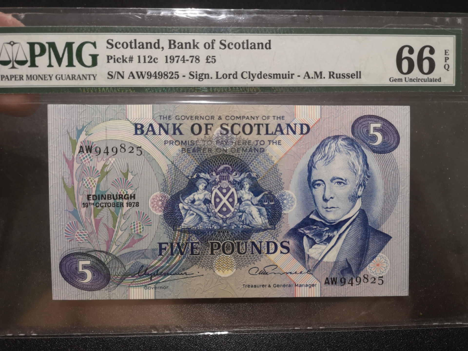 《外钞收藏家》第一百三十五期 1978年苏格兰5镑  PMG67