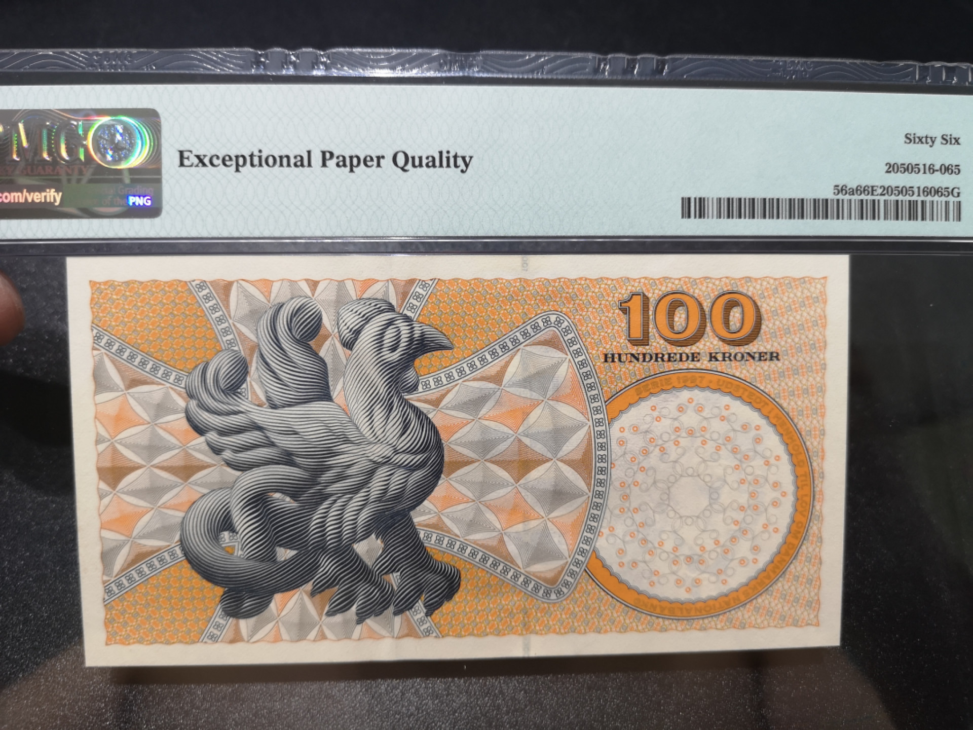 《外钞收藏家》第一百三十五期 1999年丹麦浮雕版100克朗 PMG66