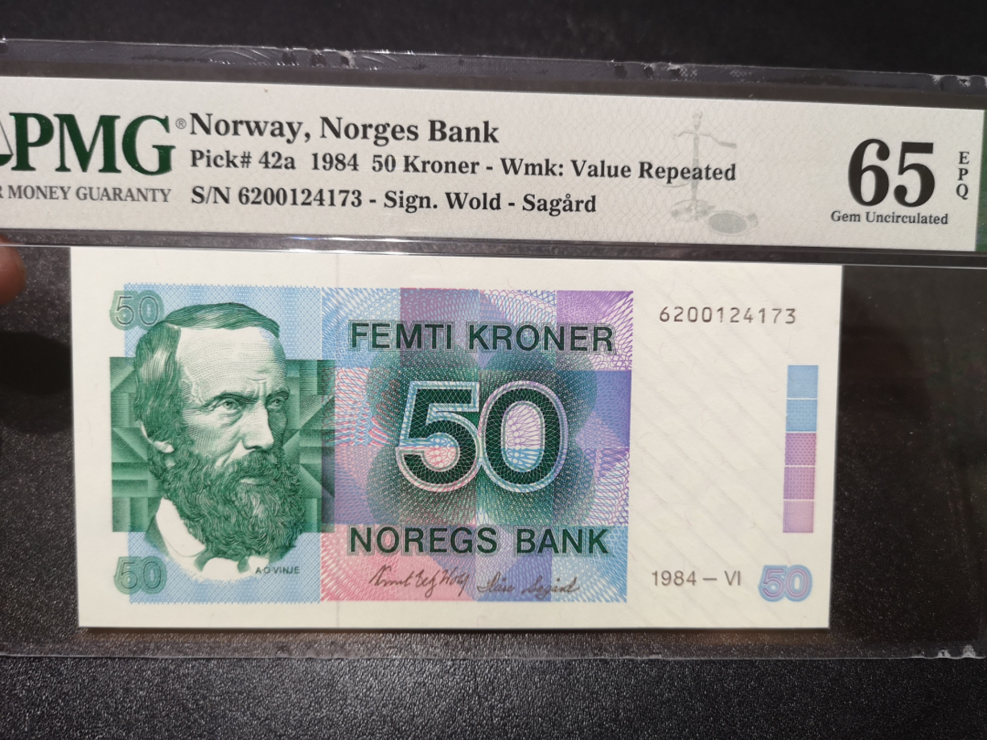 《外钞收藏家》第一百三十五期 1984年挪威50克朗 PMG65