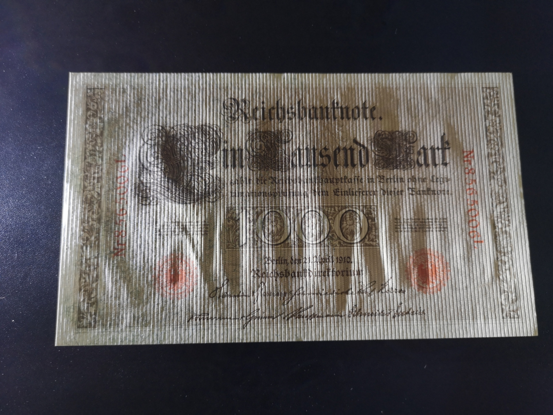 《外钞收藏家》第一百三十五期 1910年德国1000马克 超大票幅 全新 有漂亮的荧光