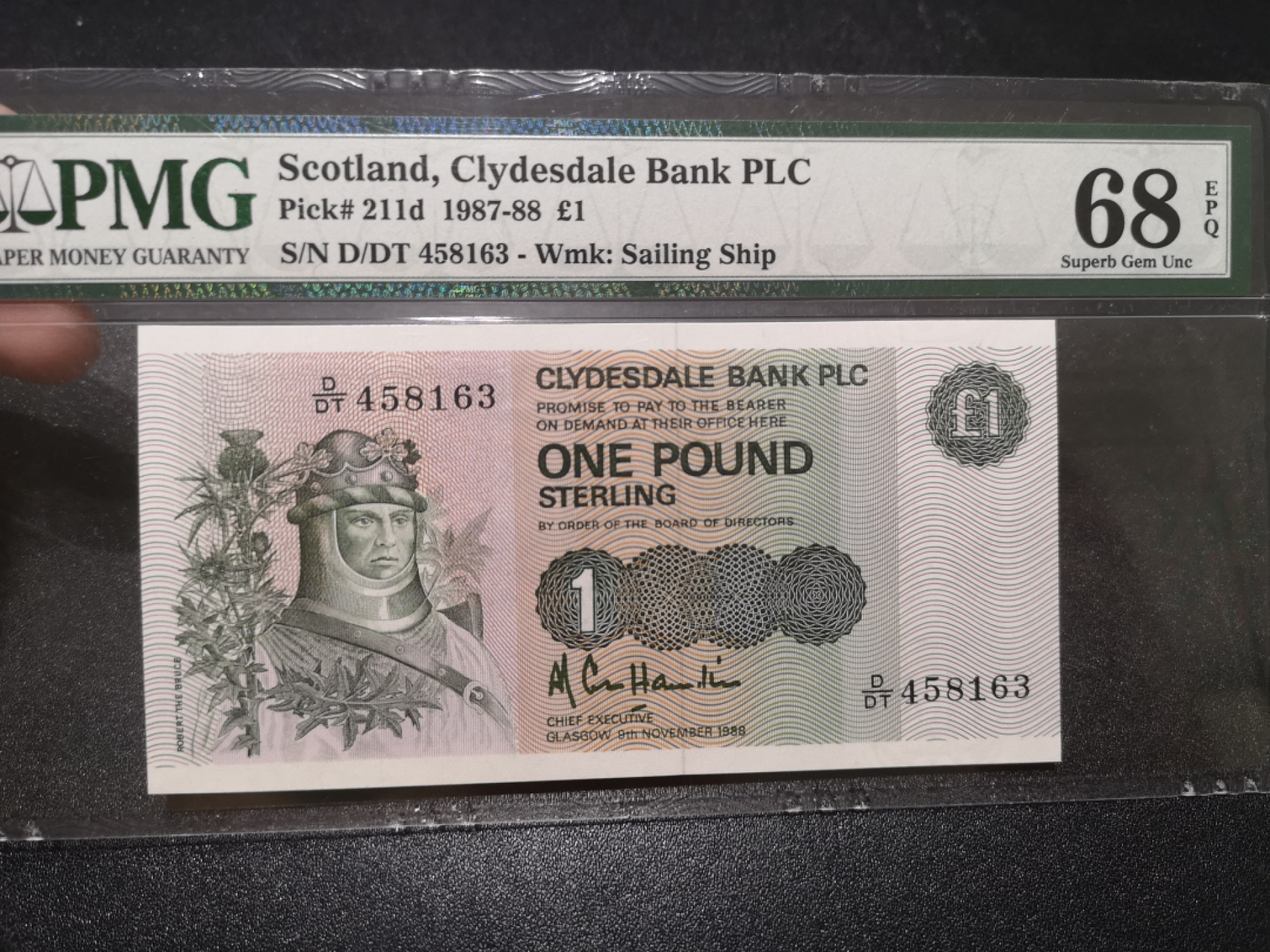 《外钞收藏家》第一百三十五期 1988年苏格兰克莱斯戴尔银行1镑 PMG68 超高分