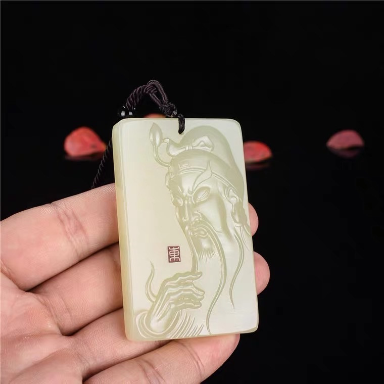 精品和田玉石专拍场 白玉关公武财神玉石玉坠