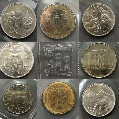 蒂克钱币-0起自动拍-币章拍卖第13期 - 圣马力诺 1976年 套币（缺银币）